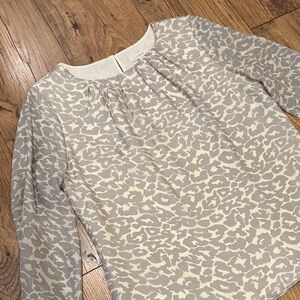 J.Crew Gray and White Silk Animal Print Blouse